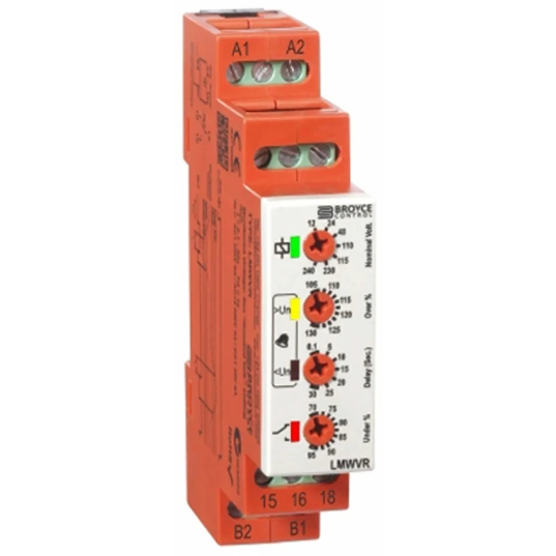 Broyce Control Monitoring Relay 3 Phase 12 → 240 V AC/DC Monitor Range SPDT DIN Rail 230V AC 25 V AC LMWVR 12-240V AC/DC