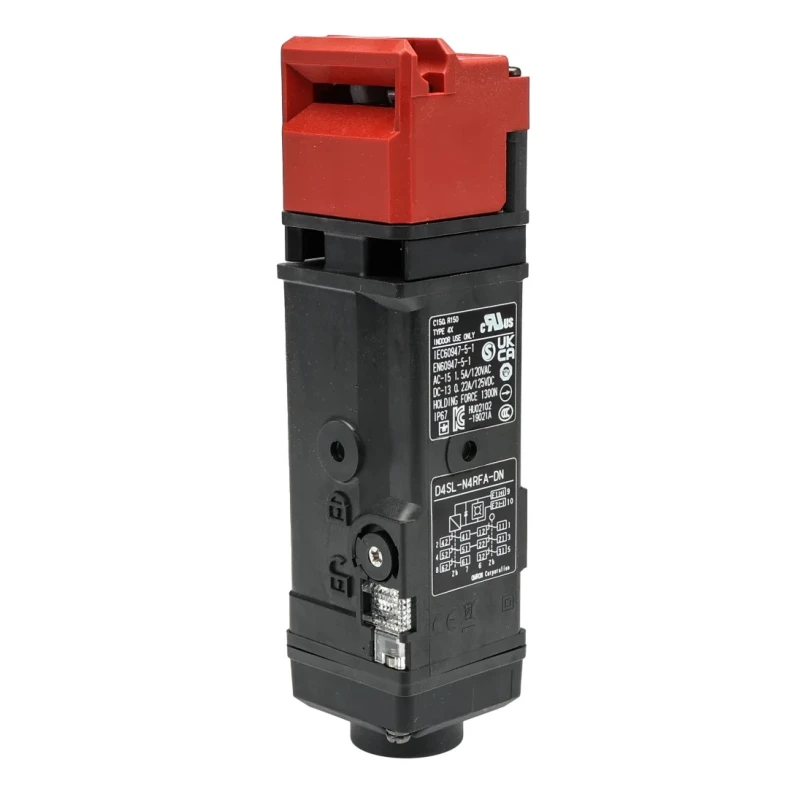 Omron D4SL-N Series Solenoid Interlock Switch, 3 NC Safety Contacts, Power to Unlock, 24V DC, Metal Housing, IP67 