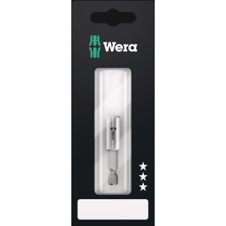 Wera Stainless Steel Hex Bit Holder, 1/4 in Drive, 1/4 in Tip, Hex Drive, 50mm Overall 05347100001