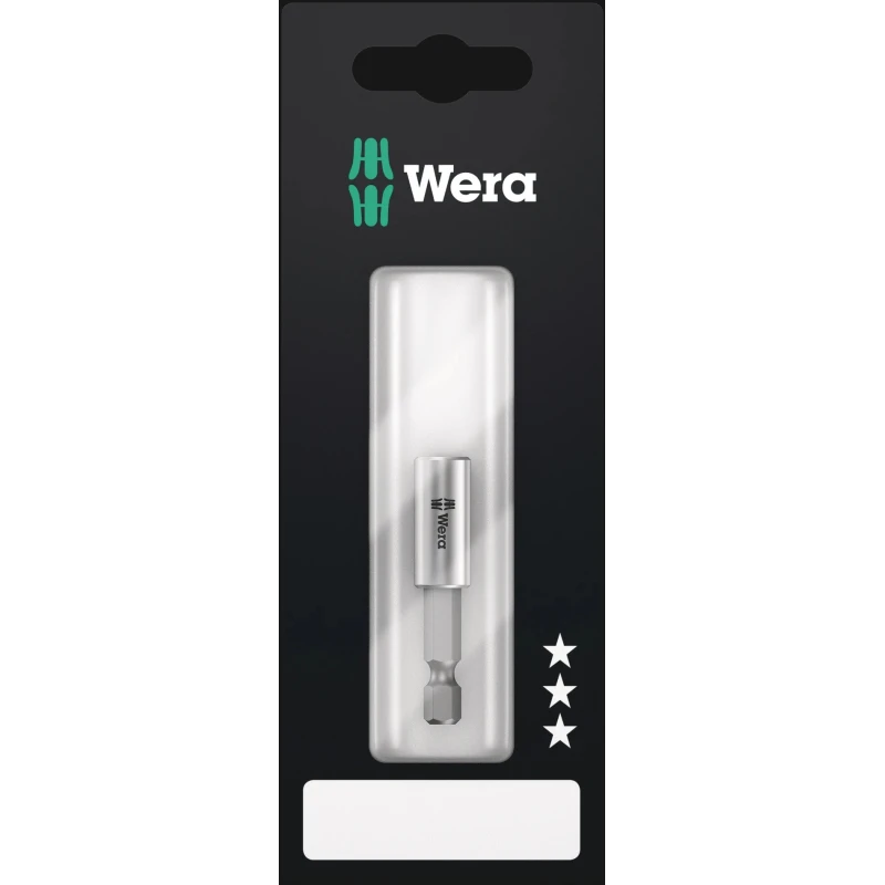 Wera Stainless Steel Hex Bit Holder, 1/4 in Drive, 1/4 in Tip, Hex Drive, 50mm Overall 05347100001