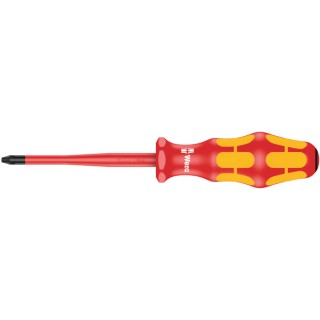 Wera Insulated Screwdriver PZ2 Tip 100 mm Blade Chrome Plated Stainless Steel VDE 1000V Approved 205mm Overall 05006461001
