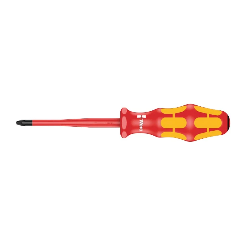 Wera Insulated Screwdriver PZ2 Tip 100 mm Blade Chrome Plated Stainless Steel VDE 1000V Approved 205mm Overall 05006461001