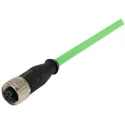 HARTING Female 4 Way M12 to Unterminated Free End Sensor Actuator Cable 250V Polyurethane Jacket Green 1m 21349300477010