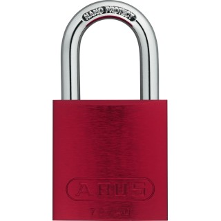 ABUS Steel and Aluminium Weatherproof Safety Padlock, Red, 6.5 mm Shackle Diameter, 46 mm Shackle Length, 39 mm Body 43608