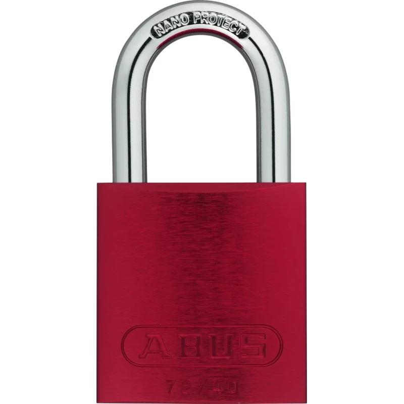 ABUS Steel and Aluminium Weatherproof Safety Padlock, Red, 6.5 mm Shackle Diameter, 46 mm Shackle Length, 39 mm Body 43608