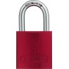 ABUS Steel and Aluminium Weatherproof Safety Padlock, Red, 6.5 mm Shackle Diameter, 46 mm Shackle Length, 39 mm Body 43608