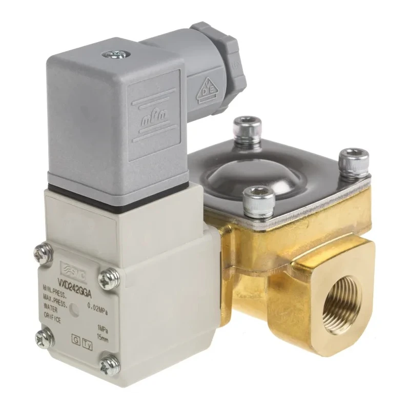 SMC Pneumatic Solenoid Valve, Brass Body, 24V DC, 1.5 MPa, G 3/8 Port, VXD242GGA