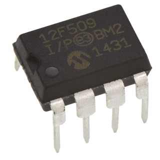 Microchip PIC12F509-I/P 8-Bit PIC Microcontroller, 4 MHz, 1.5 kB Flash, 8-Pin PDIP