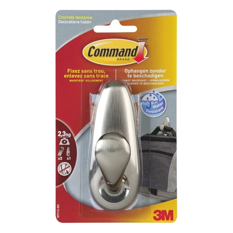 3M Command Silver Adhesive Hook 2.3 kg Weight Capacity Polyethylene Material F13BN