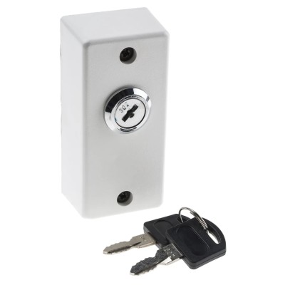RS PRO Key Switch Surface 1P Key Switch White Polycarbonate Housing 90x38x30mm 918-4738