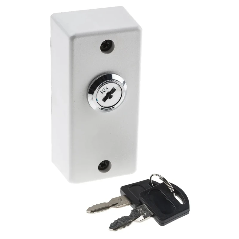 RS PRO Key Switch Surface 1P Key Switch White Polycarbonate Housing 90x38x30mm 918-4738