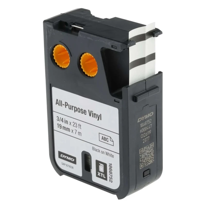 Dymo XTL Black on White Label Printer Tape 7 m Length 19 mm Width 5.5 m Label Length 1868752