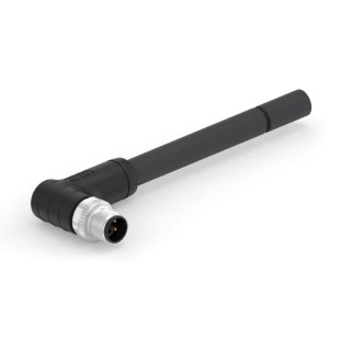 TE Connectivity Sensor Actuator Cable M12 L-Code Male 4 Way Right Angle to Unterminated, 2m T4151299L14-020