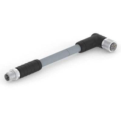 TE Connectivity Sensor Actuator Cable Male 4 Way Right Angle to Female 4 Way Straight 63V PVC Jacket 1.5m T4152A99L14-003