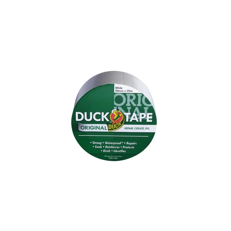 DUCK TAPE Duct Tape White Gloss Finish 50 mm x 25 m 0.17 mm Thickness Polycloth Adhesive Tape Model 232335