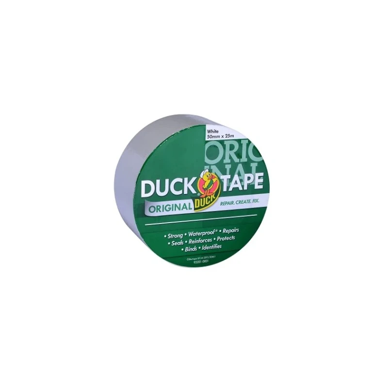 DUCK TAPE Duct Tape White Gloss Finish 50 mm x 25 m 0.17 mm Thickness Polycloth Adhesive Tape Model 232335