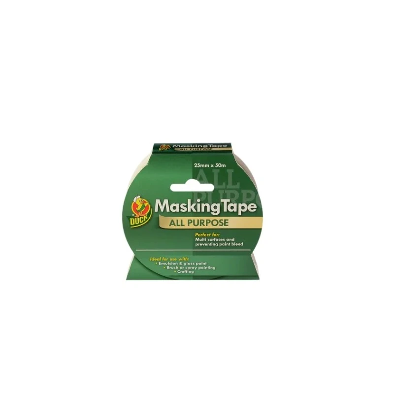 DUCK TAPE Beige Masking Tape Paper Backing Rubber Adhesive 25mm x 50m 0.12mm Thickness 232317