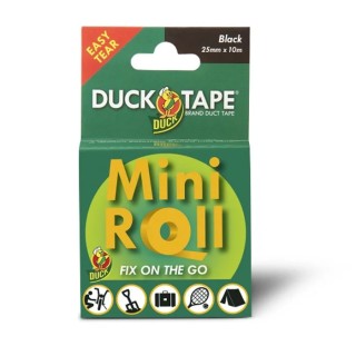 DUCK TAPE Black Gloss Finish Cloth Backing Duct Tape 25mm Width 10m Length 0.25mm Thickness 260181