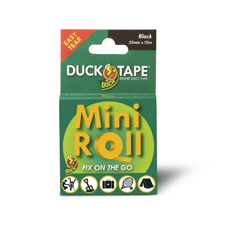 DUCK TAPE Black Gloss Finish Cloth Backing Duct Tape 25mm Width 10m Length 0.25mm Thickness 260181