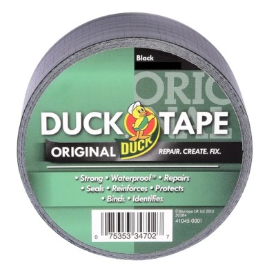 DUCK TAPE Black Cloth Duct Tape, 50 mm x 50 m, Gloss Finish, Model 222228