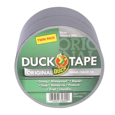 DUCK TAPE Duct Tape, 50 mm Width x 50 m Length, Silver Gloss Finish 211115