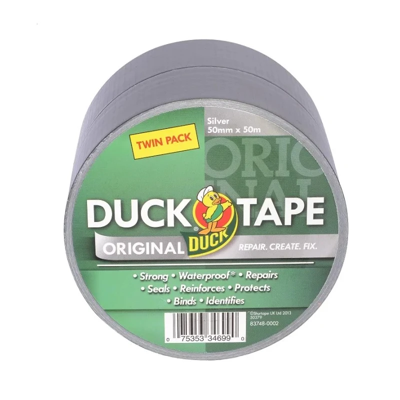 DUCK TAPE Duct Tape, 50 mm Width x 50 m Length, Silver Gloss Finish 211115