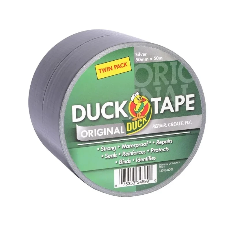 DUCK TAPE Duct Tape, 50 mm Width x 50 m Length, Silver Gloss Finish 211115