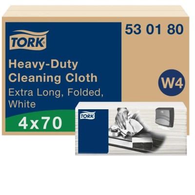 Tork White Non-Woven Fabric Cloths for Industrial Cleaning Dry Use, Box of 70, 61.5 x 35.5 cm, Repeat Use 530180