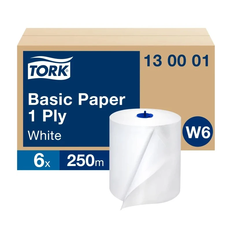 Tork White Roll Wipe 1 Ply, Roll Width 19.5 cm, Sheet Size 250000 x 195 mm, Roll Length 250 m 130001