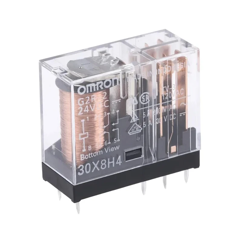Omron Power Relay DPDT PCB Mount 24V DC Coil, 5A Switching Current G2R-2 DC24