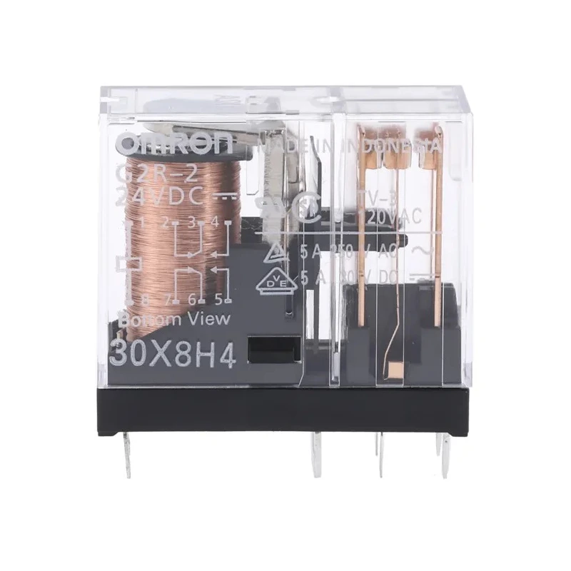Omron Power Relay DPDT PCB Mount 24V DC Coil, 5A Switching Current G2R-2 DC24