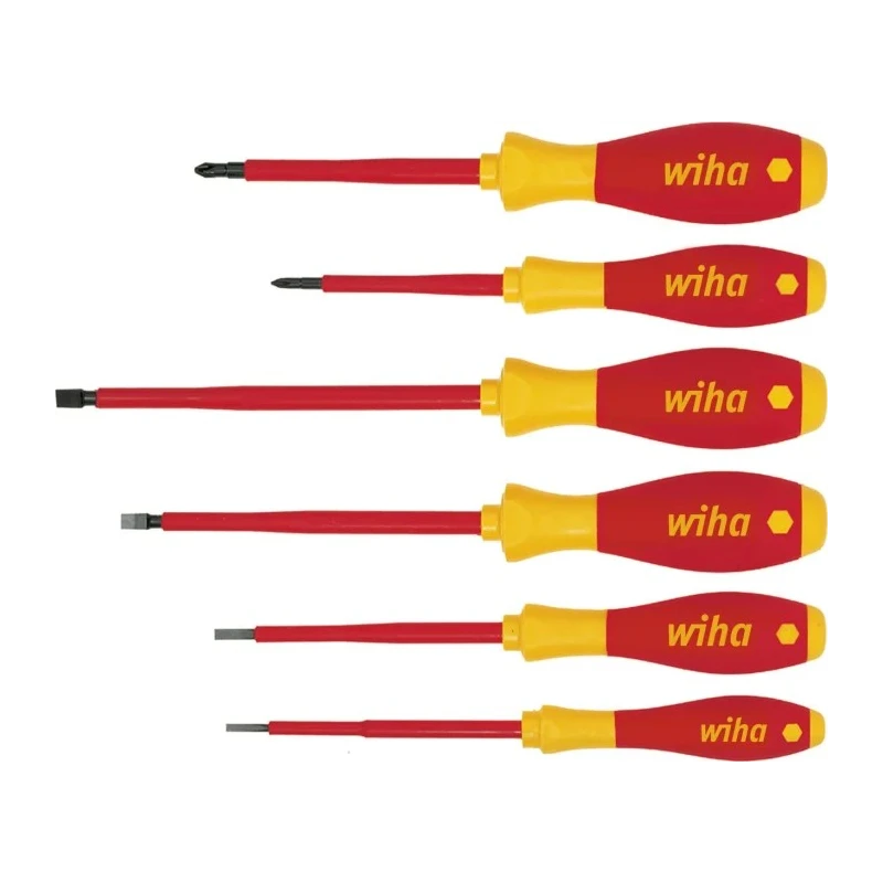 Wiha Insulated Slotted Screwdriver Set, 6-Piece, RoHS, VDE/1000V, Germany 00833