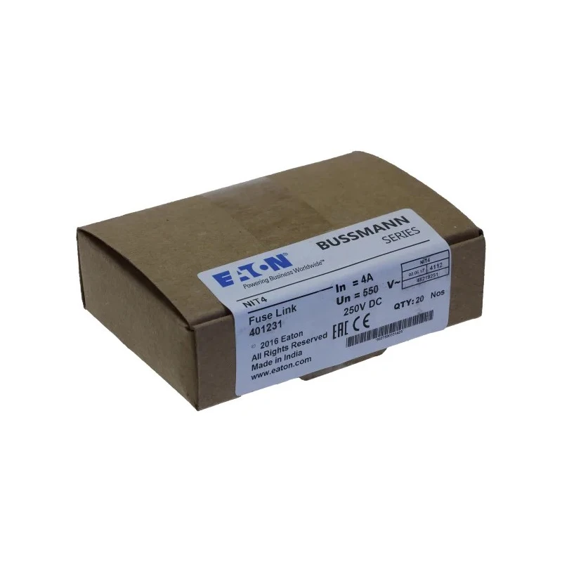 Eaton 4A British Standard Fuse A1 550V AC High Rupture Capacity Tag Fuse NIT4