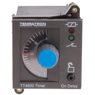 Tempatron DIN Rail, Panel Mount Timer Relay 2-Contact 110V AC 6 s to 6 h 1-Function DPDT Switch TT4801