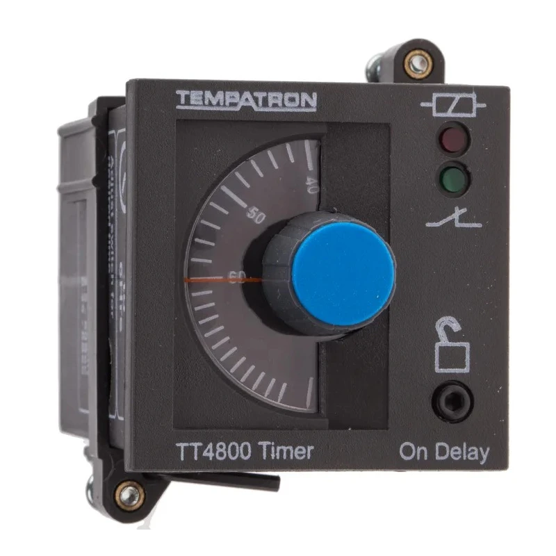 Tempatron TT4801 Series DIN Rail, Panel Mount Timer Relay 230V AC 6 s to 6 h ON Delay DPDT Switch TT4801
