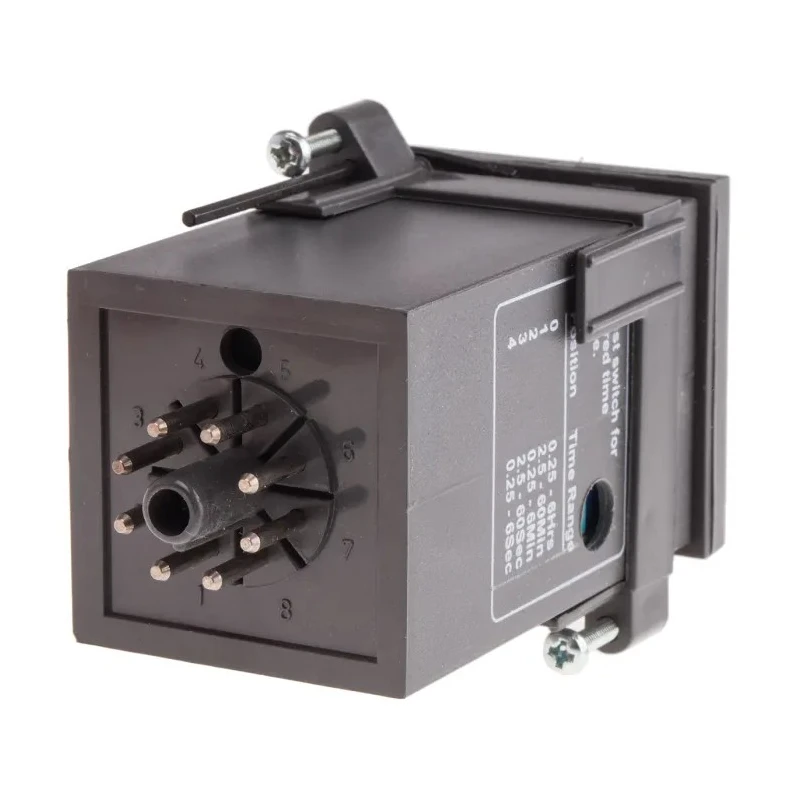 Tempatron DIN Rail, Panel Mount Timer Relay 2-Contact 110V AC 6 s to 6 h 1-Function DPDT Switch TT4801