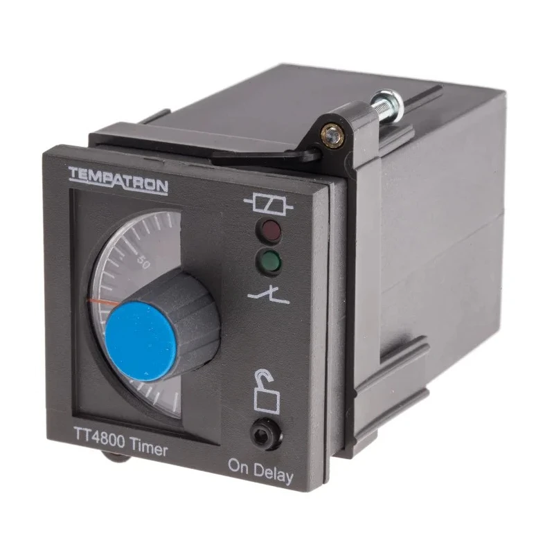 Tempatron DIN Rail, Panel Mount Timer Relay 2-Contact 110V AC 6 s to 6 h 1-Function DPDT Switch TT4801