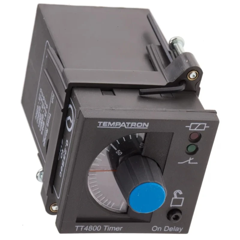 Tempatron DIN Rail Panel Mount Timer Relay, 2-Contact DPDT, 230V AC, ON Delay, 6s to 6h, 1-Function TT4801