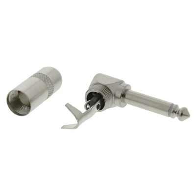 Switchcraft 6.35 mm 2 Way Mono Cable Jack Connector Male Right Angle Nickel Plated Metal Housing 500V 226