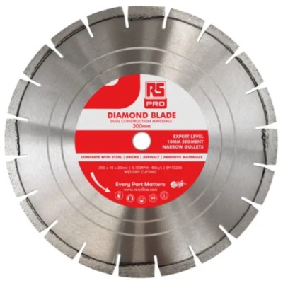 RS PRO Diamond Tipped Multi Material Saw Blade 300 mm Diameter 20 mm Bore 217-2664