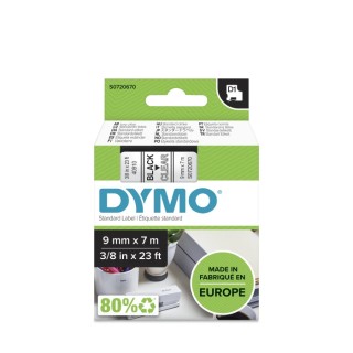 Dymo Black on Green Label Printer Tape, 9 mm Width, 7 m Length S0720740