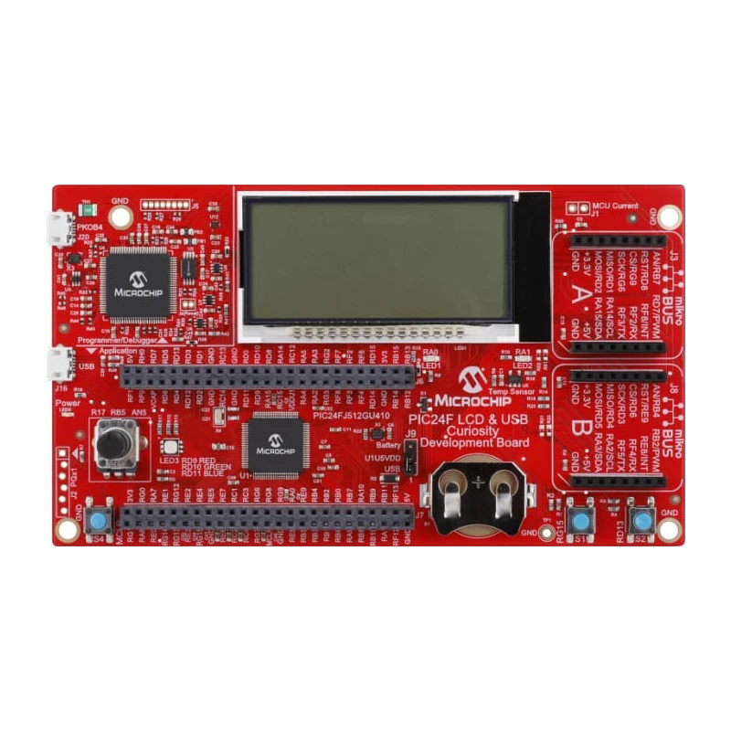 Microchip PIC24F LCD and USB Curiosity MCU Development Board DM240018
