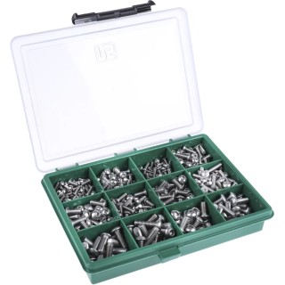 RS PRO Stainless Steel Button Head Hex Socket Drive Screw Bolt Kit 490 Pieces 393-169