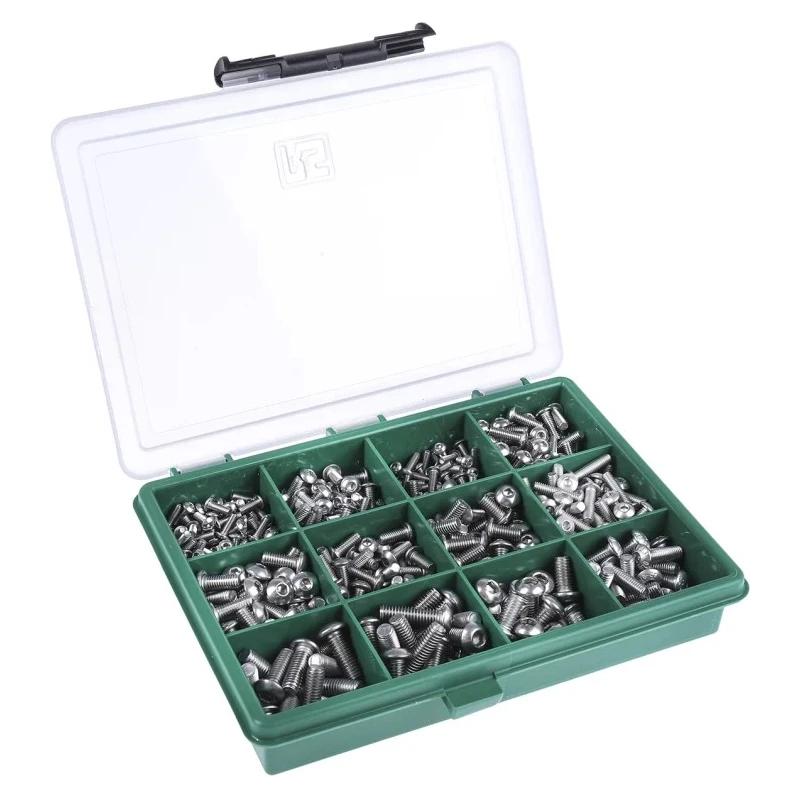 RS PRO Stainless Steel Button Head Hex Socket Drive Screw Bolt Kit 490 Pieces 393-169