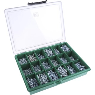 RS PRO Steel 1230 Piece Pozidriv Drive Galvanised Self-Tapping Screw Bolt Kit 393-163