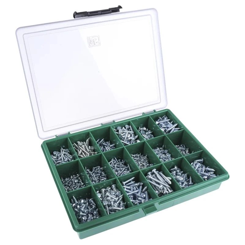 RS PRO Steel 1230 Piece Pozidriv Drive Galvanised Self-Tapping Screw Bolt Kit 393-163