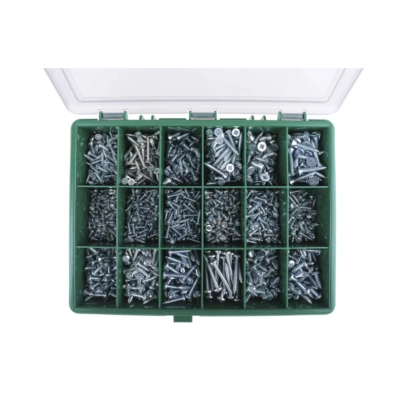 RS PRO Steel 1230 Piece Pozidriv Drive Galvanised Self-Tapping Screw Bolt Kit 393-163