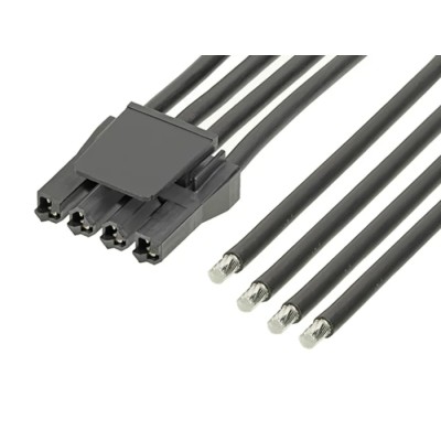 Molex Wire to Board Cable 4 Way Female Super Sabre to 4 Way Unterminated, Black Nylon Jacket, 600 mm 216011-1043
