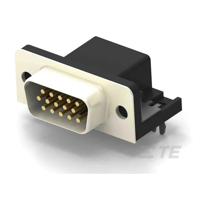 TE Connectivity 15 Way Right Angle 2.29 mm Pitch D-Sub PCB Connector with Board Lock Male 2311774-1