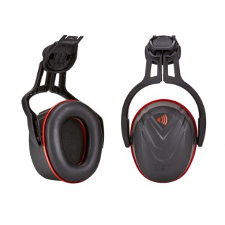 MSA Safety V-Gard Helmet-Mounted Ear Shells with 36 dB Noise Attenuation, Black and Red Cups 10190358